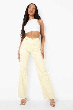 Boohoo XXJ kht żółte szerokie proste spodnie jeans wysoki stan XL