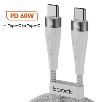 Kabel USB C-USB C QUICK CHARGE 3.0 Biały 1metr 60W Solidny Oplot