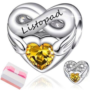 CHARMS SREBRNY MIESIĄC LISTOPAD ZAWIESZKA BEADS