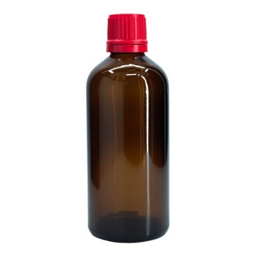 Butelka szklana 100 ml brązowa z nakrętką czerwoną