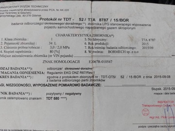 BUTLA GAZOWA LPG 34L 2025R W KOŁO PAPIER + ZAWÓR