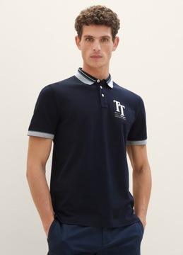 Tom Tailor Polo Shirt With A Logo Print - Sky Capt