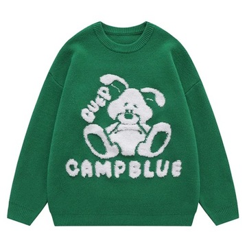 Street Hip Hop Rabbit Man Sweater Retro Loose Roun