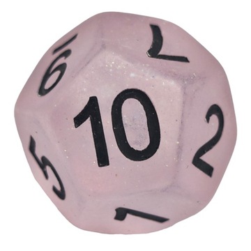 Kość D12 do gry Przezroczysta wpada w Róż D&D Handmade Baldur's Gate MTG