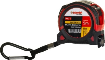 SCHMITH MIARA TAŚMA METRÓWKA MIARKA ZWIJANA 5m x 25mm MAGNES KARABIŃCZYK