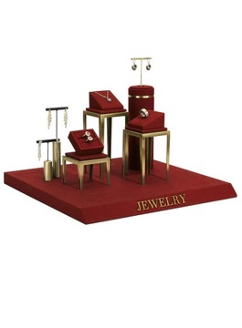 Jewelry display stand wine red jewelry props high-end metal necklace ring