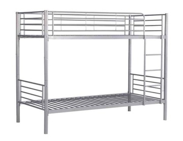 Łóżko piętrowe szary 90x200 metalowe + stelaż