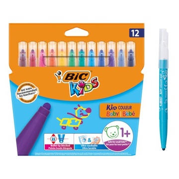 BIC KIDS BABY COULEUR FLAMASTRY DLA DZIECI PISAKI MAZAKI BEZPIECZNE x12