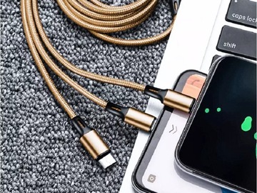 Телефонный USB-кабель 3-в-1, кабель Lightning iPhone Micro USB Type-C, 1,2 м