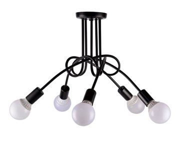 LAMPA SUFITOWA WISZĄCA LED LOFT ŻYRANDOL RETRO PAJĄK E27 x5 CZARNA ZD74A