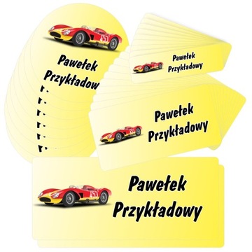 30x Etykiety naklejki M imienne szkoły AUTO autko