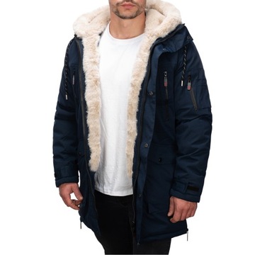 M3123-215 размер XL МУЖСКАЯ ДЛИННАЯ КУРТКА ЗИМНЯЯ МЕХОВАЯ ПАРКА С УТЕПЛЕНИЕМ