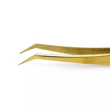 PĘSETA zakrzywiona złota DO stylizacji przedłużania RZĘS kępek ozdób