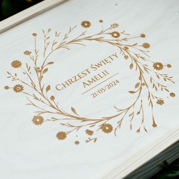 Drewniane pudełko na zdjęcia 15x23 lub 15x21 personalizowany grawer | Białe