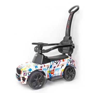 Jeździk sportowy MX5 z rączką do pchania dźwięki LEDy LAKIER CAMO GRAFFITI