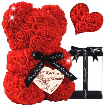 Подарок на День матери МИШКА С РОЗАМИ ПОДАРОК ​​НА День матери День матери XL + ИМЯ