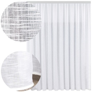 ZASŁONA FIRANA GOTOWA BIAŁA BATYST NA TAŚMIE OŁOWIANKA DO SALONU 200x250
