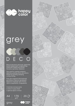 Blok Happy Color A4 20x170g DECO grey