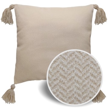 POSZEWKA dekoracyjna Boho jodełka beż chwost 45x45 ASTO deco