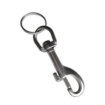 Поворотный брелок из нержавеющей стали 316 с большой петелькой и односторонним карабином.