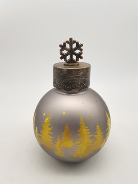 BOMBKA SZKLANA LED ŚWIECĄCA DO POSTAWIENIA DEKORACJA 26,5 CM ZŁOTA SZARA