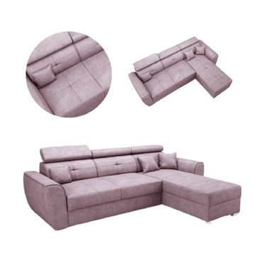 НЕВАДА УГЛОВОЙ ДИВАН ПОДВИЖНЫЕ ПОДГОЛОВНИКИ КОНТЕЙНЕР ДЛЯ ПОСТЕЛЬНЫХ ПРИНАДЛЕЖНОСТЕЙ СПАЛЬНАЯ ФУНКЦИЯ