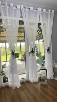 FIRANA GOTOWA DOLLY ZASŁONY FALBANY BIAŁE 145X250 KÓŁKA PRZELOTKI WOAL