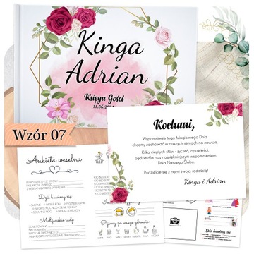 KSIĘGA GOŚCI ALBUM NA WESELE ŚLUB - RÓŻE KWIATY