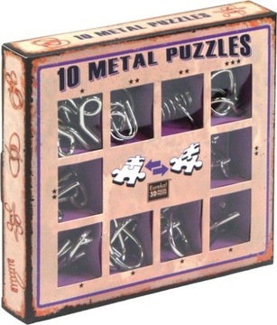 10 ŁAMIGŁÓWEK METALOWYCH Puzzles Zestaw fioletowy