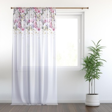 ГОТОВАЯ ШТОРА 140х240 ОКРАШЕННАЯ ВУАЛЬ С УЗОРОМ ЛЯГУШКИ 010