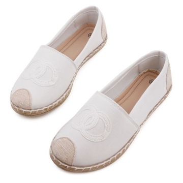 Espadryle białe DAMSKIE półbuty PŁASKIE WYGODNE