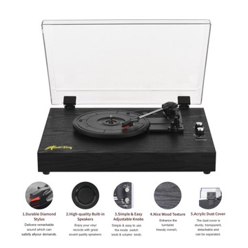 Retro Record Player with BT Function 33/45/78RPM