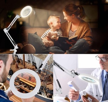 Светодиодная настольная лампа-лупа, увеличительное стекло Kreślarska, 10 уровней яркости