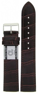 PASEK SKÓRZANY DO ZEGARKA ALFA 16mm CROCO BRĄZOWY