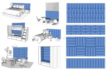 Panel ścienny tapicerowany prostokąt 30 x 75