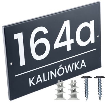 TABLICZKA ADRESOWA UV Numer na dom METALOWA ANTRACYT duża KOŁKI WKRĘTY