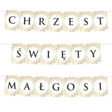 BANER GIRLANDA CHRZEST ŚWIĘTY imię dziecka 250cm