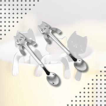 ЧАЙНЫЕ ЛОЖКИ КОФЕЙНЫЕ ЛОЖКИ КОШКИ ЛАТТЕ ПОДАРОК ​​ДЛЯ ДЕВОЧКИ-КОШКИ 2 шт.