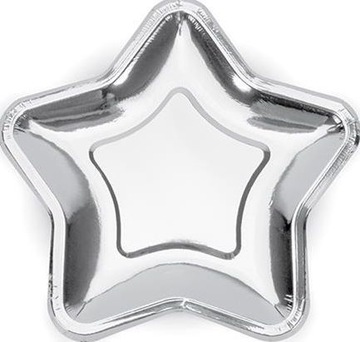 TALERZE SREBRNE GWIAZDKI STAR 23 CM 6 SZT.