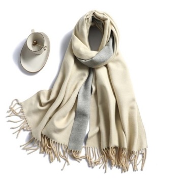 SZAL SZALIK Damski KASZMIR 100% KASZMIROWY BEŻOWY SZARY