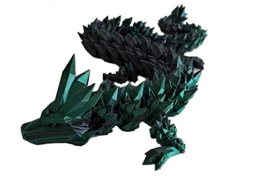 Figurka SMOK PRZEGUBOWY RUCHOMA FIGURKA ZABAWKA DRUK 3D 50 CM black green