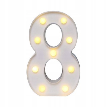 LED LAMPKA DUŻE CYFRA 8 LICZBA OSIEM ÓSEMKA