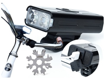 WODOODPORNA LATARKA ROWEROWA WBUDOWANY POWERBANK