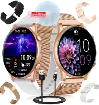 SMARTWATCH ZEGAREK DAMSKI POLSKIE MENU ROZMOWY CIŚNIENIE PULS SPORT AMOLED