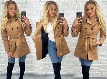 KLASYCZNY PŁASZCZ Z PASKIEM Z KAPTUREM_KOLORY_XL