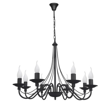 Czarny klasyczny żyrandol świecznikowy ROSSI 8 lampa wisząca do salonu