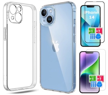 ETUI do IPHONE 14 CLEAR CASE WZMACNIANE 360° ochrona aparatu + 2x SZKŁO