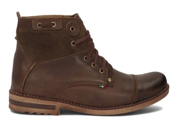 BUTY MĘSKIE SZTYBLETY OCIEPLANE SKÓRA 812 BRĄZ 41