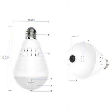 IP-КАМЕРА МОНИТОРИНГА WiFi В СВЕТОДИОДНОЙ ЛАМПОЧКЕ 360° АУДИО