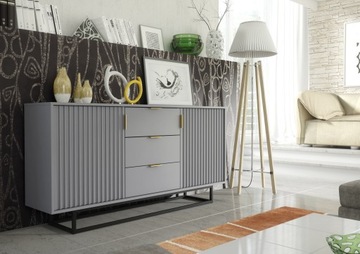 СОВРЕМЕННЫЙ КОМОД, МАТОВЫЙ СЕРЫЙ СТОЛ, РЕБРИСТЫЕ ФАСАДЫ, ГЛАМУР LFT101